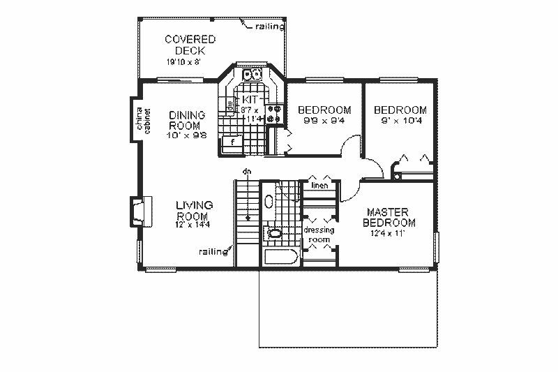 Architectural House Design - Floor Plan - Main Floor for European House Plan #18-213 - 3 bed, 1 bath
