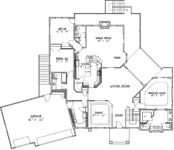 Architectural House Design - Traditional Floor Plan - Main Floor Plan #117-221