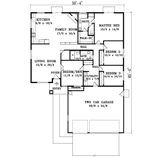 House Blueprint - Adobe / Southwestern Floor Plan - Main Floor Plan #1-860