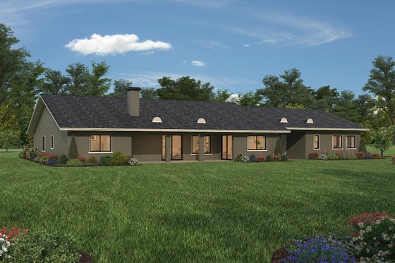 Exterior - Rear Elevation 3 for Ranch House Plan #1-716 - 4 bed, 3.5 bath