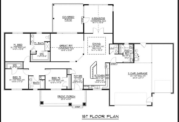 Dream House Plan - Craftsman Floor Plan - Main Floor Plan #1064-131