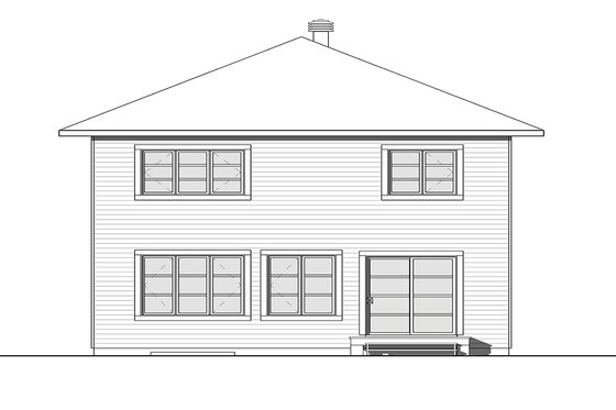 Exterior - Rear Elevation for Traditional House Plan #23-2306 - 4 bed, 2 bath