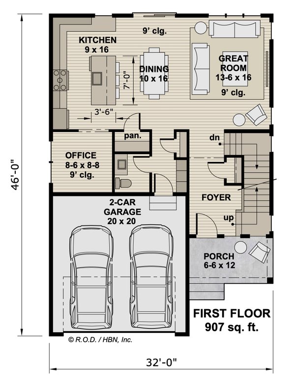 Architectural House Design - Farmhouse Floor Plan - Main Floor Plan #51-1509
