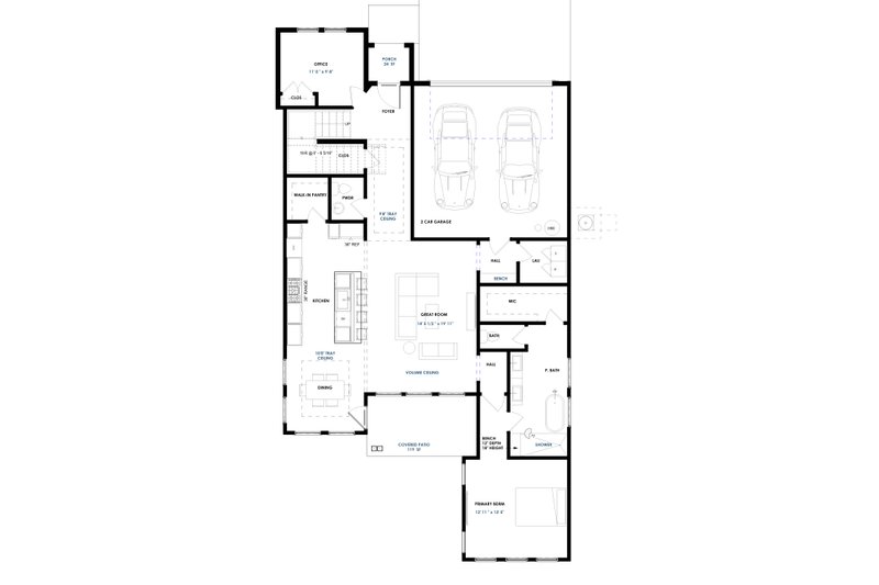 House Design - Floor Plan - Main Floor for Modern House Plan #1129-19 - 4 bed, 3.5 bath