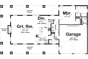 Floor Plan - Main Floor for Barndominium House Plan #455-279 - 1 bed, 1.5 bath