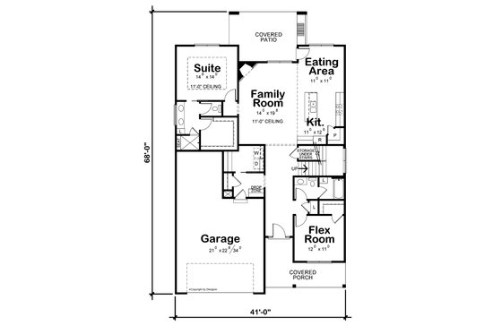 Floor Plan - Main Floor for Modern House Plan #20-2487 - 4 bed, 3.5 bath