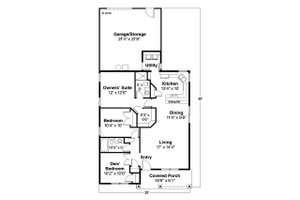 Floor Plan - Main Floor for Cottage House Plan #124-309 - 3 bed, 2 bath