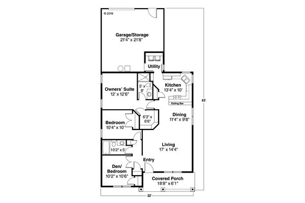 Cottage Floor Plan - Main Floor Plan #124-309