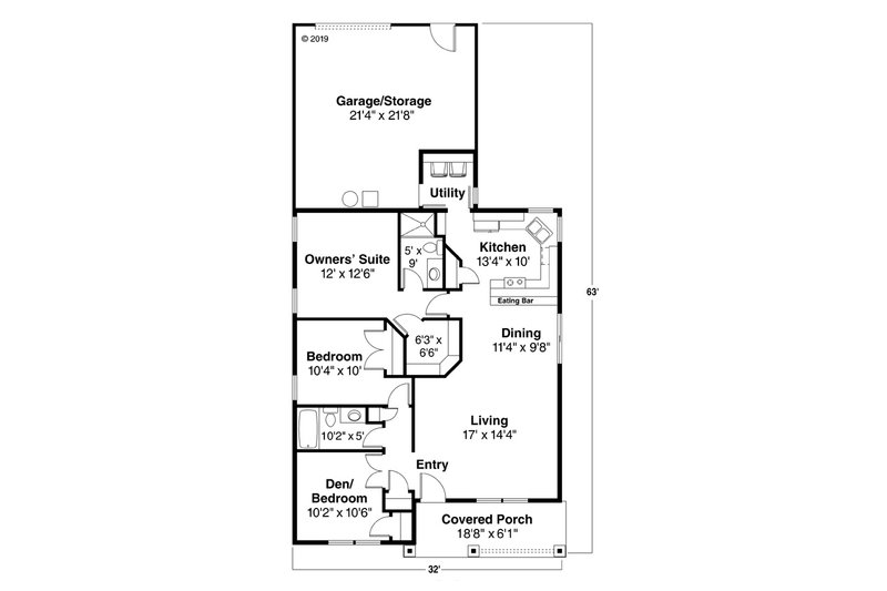 Home Plan - Floor Plan - Main Floor for Cottage House Plan #124-309 - 3 bed, 2 bath