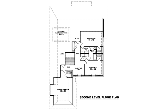 Floor Plan - Upper Floor for European House Plan #81-1233 - 4 bed, 3 bath