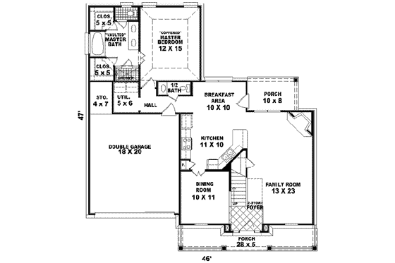 Floor Plan - Main Floor for Traditional House Plan #81-465 - 3 bed, 2.5 bath