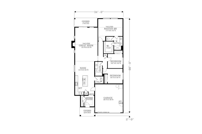 House Blueprint - Floor Plan - Main Floor for Craftsman House Plan #53-648 - 3 bed, 2 bath