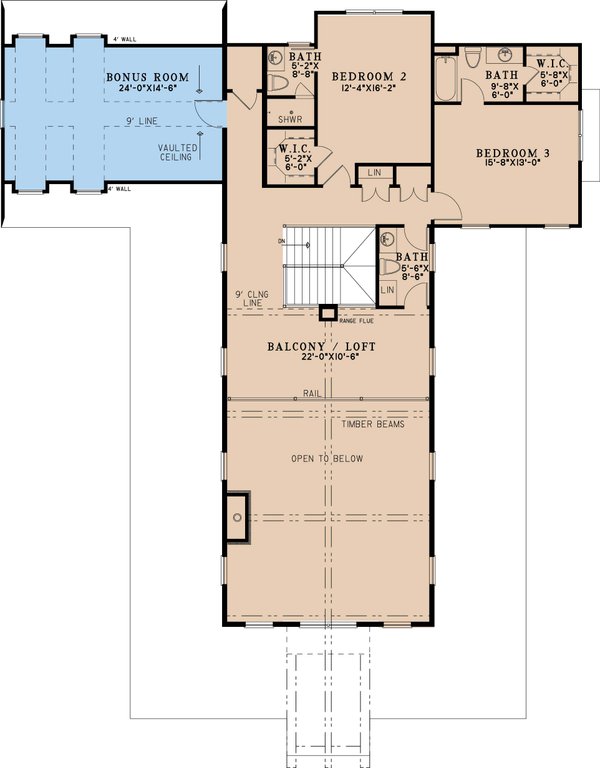 Country Floor Plan - Upper Floor Plan #923-231