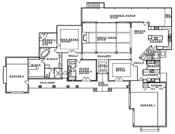 Architectural House Design - Mediterranean Floor Plan - Main Floor Plan #935-4