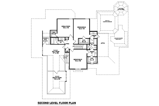 Floor Plan - Upper Floor for European House Plan #81-1321 - 4 bed, 4 bath