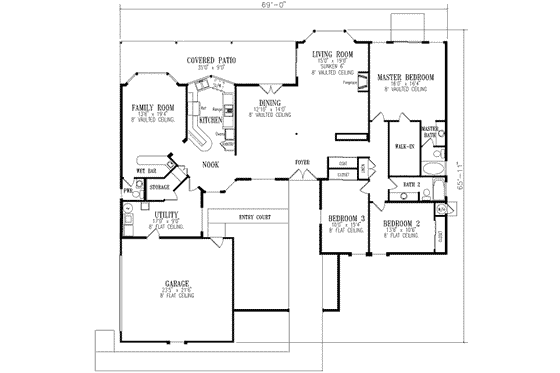 Floor Plan - Main Floor for Adobe / Southwestern House Plan #1-553 - 3 bed, 2.5 bath