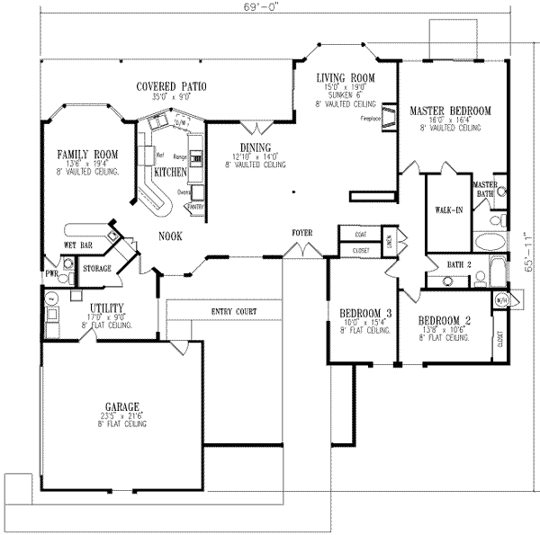 Home Plan - Adobe / Southwestern Floor Plan - Main Floor Plan #1-553