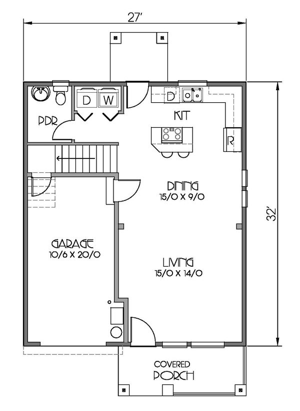 Craftsman Floor Plan - Main Floor Plan #423-60