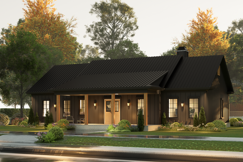 Architectural House Design - Exterior - Front Elevation 6 for Farmhouse House Plan #54-677 - 3 bed, 2 bath