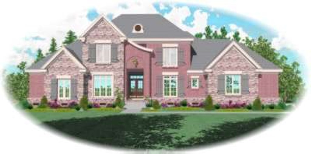 Exterior - Front Elevation 2 for European House Plan #81-1260 - 4 bed, 3.5 bath
