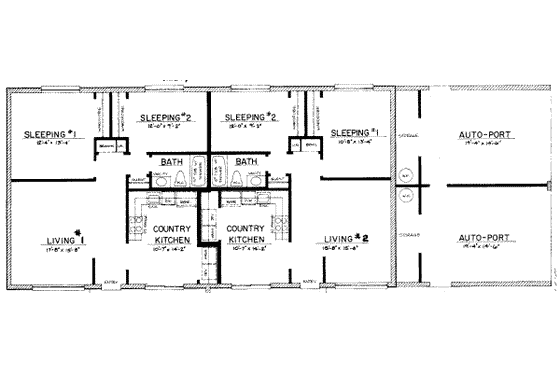 Floor Plan - Main Floor for Ranch House Plan #303-137 - 2 bed, 1 bath