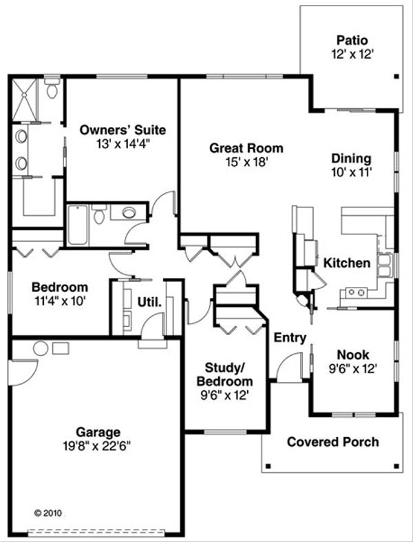 House Design - Ranch Floor Plan - Main Floor Plan #124-855