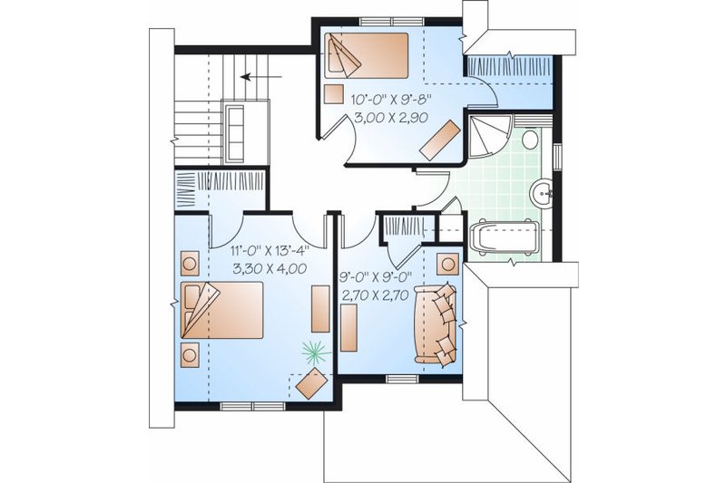 Home Plan - Floor Plan - Upper Floor for Traditional House Plan #23-821 - 3 bed, 1.5 bath