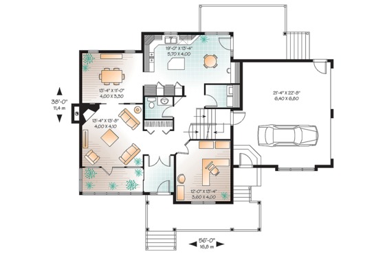 Floor Plan - Main Floor for Farmhouse House Plan #23-2651 - 3 bed, 2.5 bath