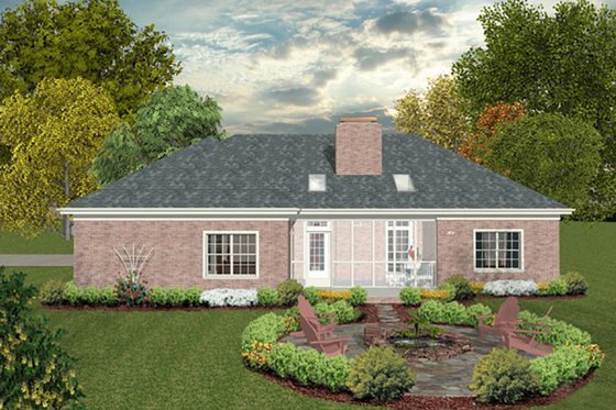 Exterior - Rear Elevation for Southern House Plan #56-630 - 3 bed, 2 bath