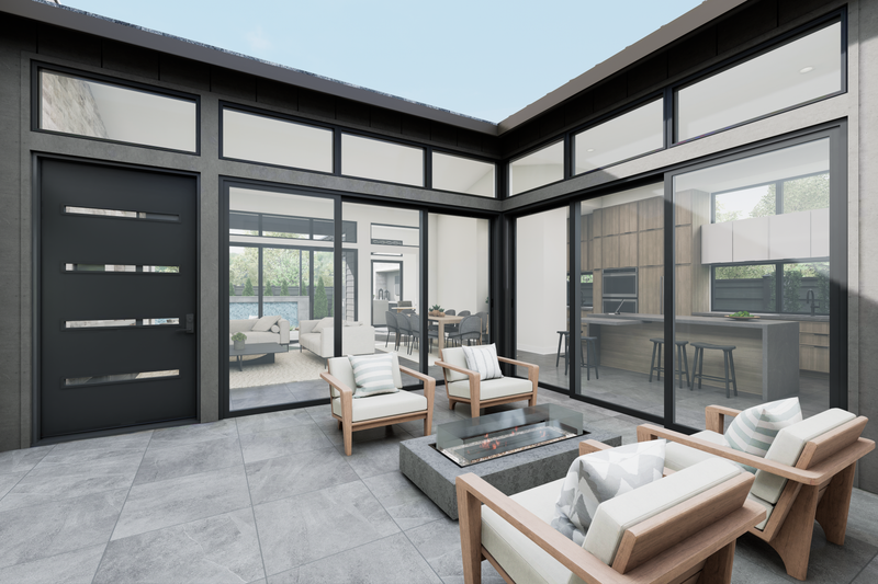 House Blueprint - Exterior - Outdoor Living 5 for Modern House Plan #1087-1 - 4 bed, 3.5 bath