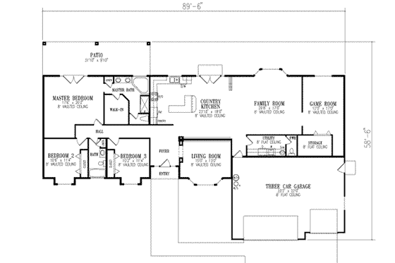 Floor Plan - Main Floor for Adobe / Southwestern House Plan #1-612 - 3 bed, 2.5 bath