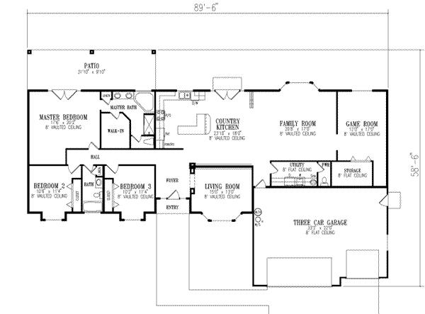 Adobe / Southwestern Floor Plan - Main Floor Plan #1-612