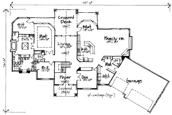 Floor Plan - Main Floor for Traditional House Plan #308-189 - 5 bed, 4.5 bath