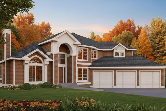 Exterior - Front Elevation for Mediterranean House Plan #100-441 - 3 bed, 2.5 bath
