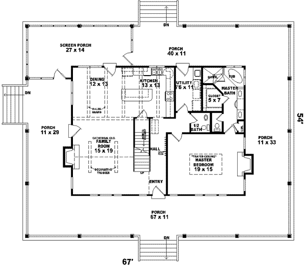 Farmhouse Floor Plan - Main Floor Plan #81-495