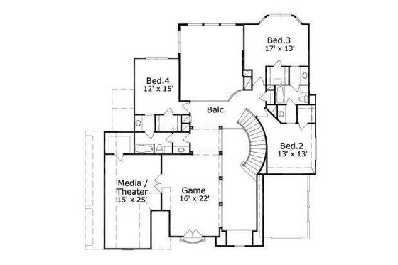 Floor Plan - Upper Floor for European House Plan #411-364 - 4 bed, 3.5 bath