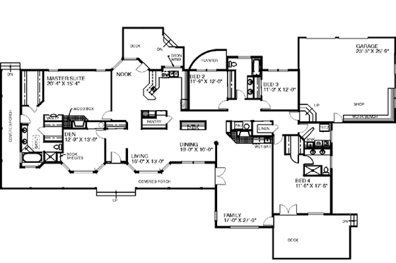 Floor Plan - Main Floor for Country House Plan #60-189 - 5 bed, 3 bath