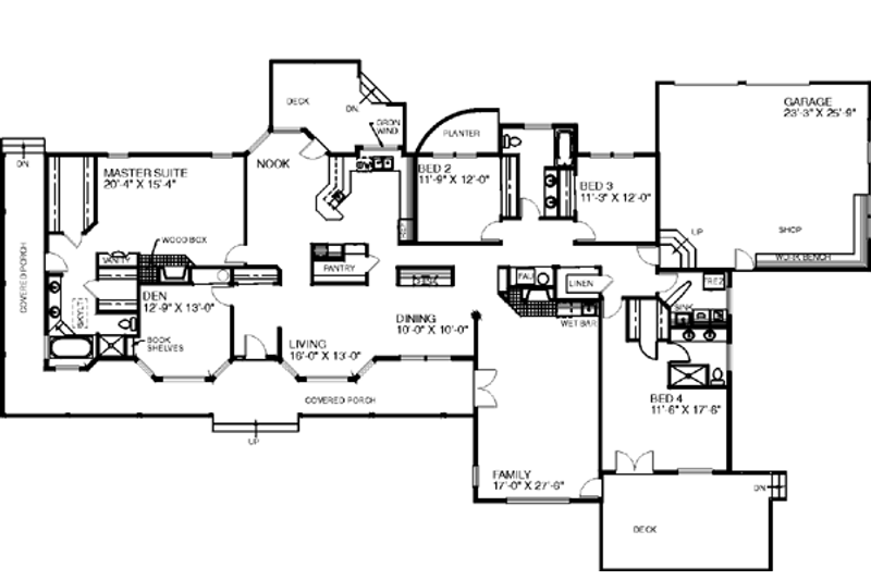 Home Plan - Floor Plan - Main Floor for Country House Plan #60-189 - 5 bed, 3 bath
