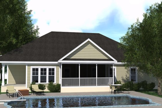 Exterior - Rear Elevation for Ranch House Plan #1071-3 - 4 bed, 2 bath