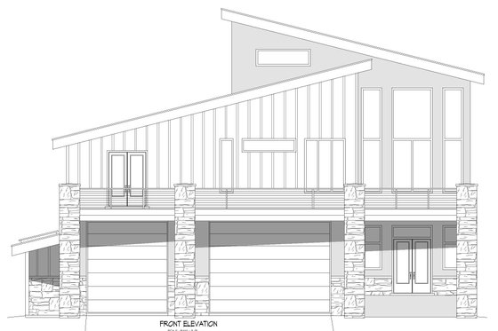 Exterior - Front Elevation 3 for Modern House Plan #932-495 - 2 bed, 3 bath