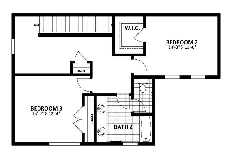House Blueprint - Floor Plan - Upper Floor for Traditional House Plan #1058-260 - 3 bed, 2.5 bath