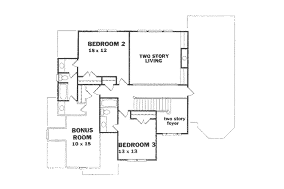 Floor Plan - Upper Floor for Traditional House Plan #129-125 - 3 bed, 3.5 bath