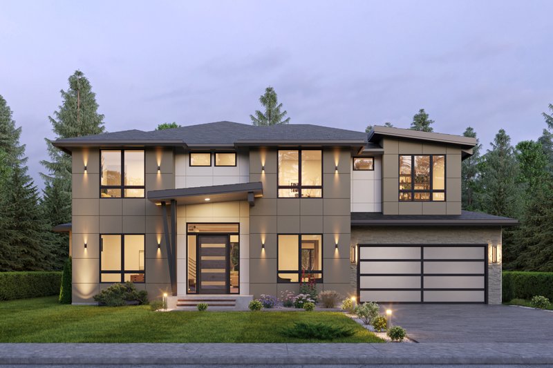 House Blueprint - Contemporary Exterior - Front Elevation Plan #1066-224