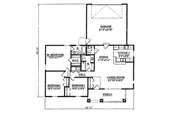 Floor Plan - Main Floor for Cottage House Plan #116-209 - 3 bed, 2 bath