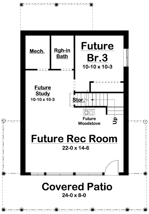 House Blueprint - Cabin Floor Plan - Lower Floor Plan #126-293