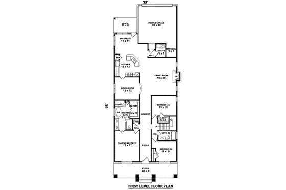 Floor Plan - Main Floor for Bungalow House Plan #81-1122 - 4 bed, 3 bath
