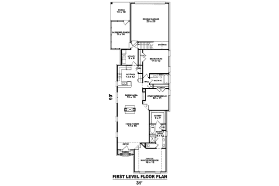 Floor Plan - Main Floor for Traditional House Plan #81-13731 - 2 bed, 2.5 bath