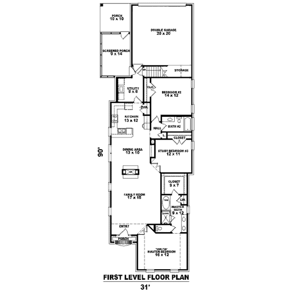 Floor Plan - Main Floor for Traditional House Plan #81-13731 - 2 bed, 2.5 bath