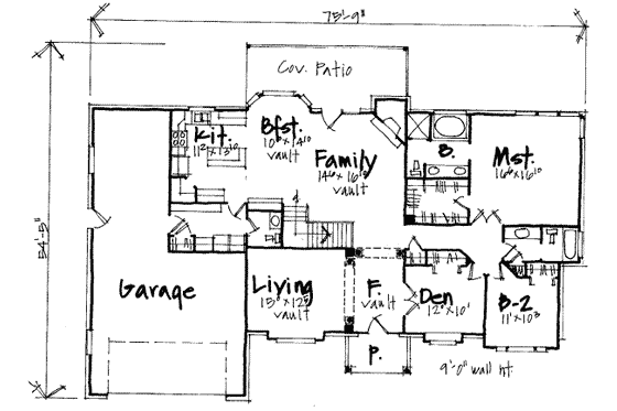 Floor Plan - Main Floor for Traditional House Plan #308-207 - 6 bed, 3.5 bath
