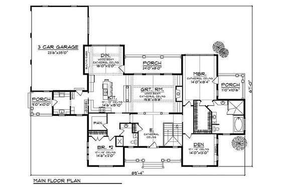 Floor Plan - Main Floor for Traditional House Plan #70-854 - 2 bed, 2 bath